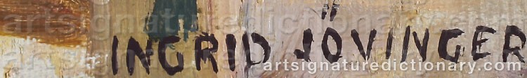 Authentic signature by Ingrid JÖVINGER on  artwork