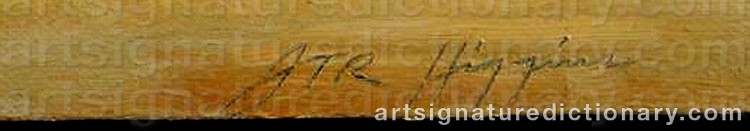 Authentic signature by J Thomas R. HIGGINS on  artwork