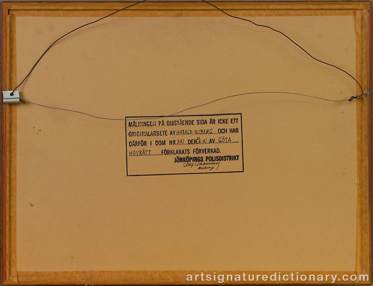 Close-up details showing Harald WIBERG signature forgery characteristics