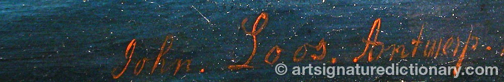 Authentic signature by John Frederick LOOS on  artwork