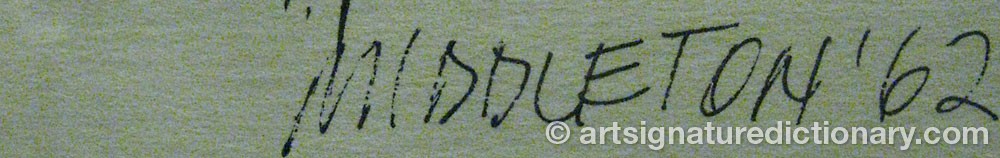 Authentic signature by Sam MIDDLETON on artwork