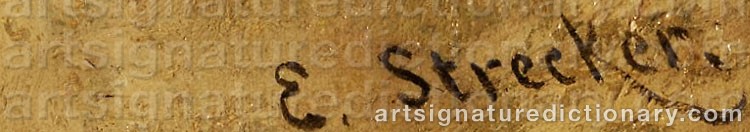 Authentic signature by Emil STRECKER on  artwork
