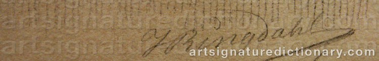 Authentic signature by Johan Julius RINGDAHL on  artwork
