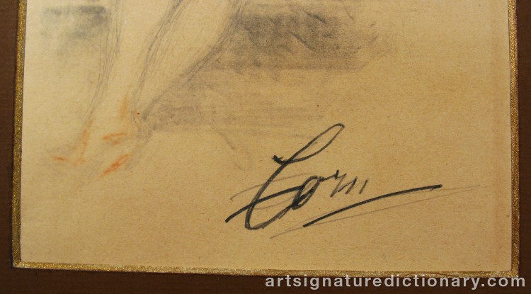 Close-up details showing Anders ZORN signature forgery characteristics