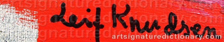 Authentic signature by Leif KNUDSEN on Painting/Watercolour artwork