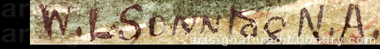 Authentic signature by William Louis Sr SONNTAG on Painting/Watercolour artwork