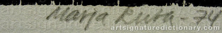Authentic signature by Marja RUTA on  artwork