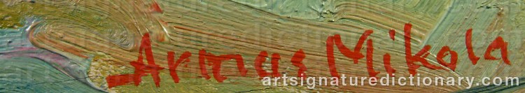 Authentic signature by Armas MIKOLA on Painting/Watercolour artwork