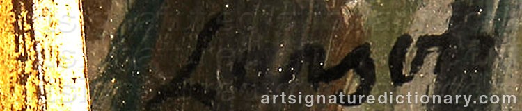 Authentic signature by Sten LARSON on  artwork