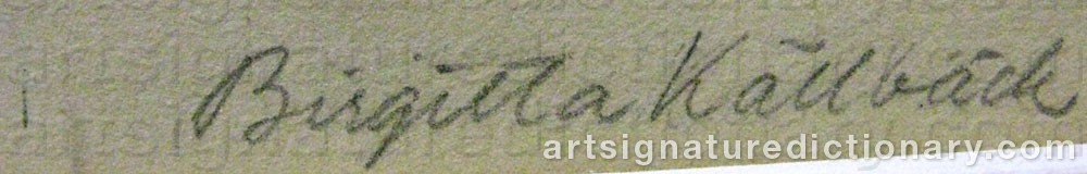 Authentic signature by Birgitta KÄLLBÄCK on artwork