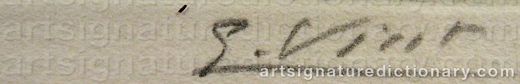 Authentic signature by George VISAT on artwork