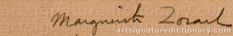Authentic signature by Marguerite Thompson ZORACH on Drawing/Graphic/Print artwork