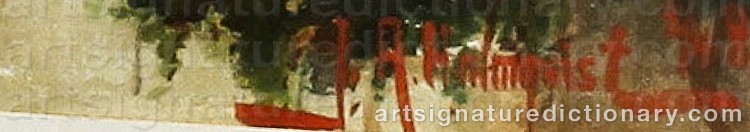 Authentic signature by Johan August HOLMQVIST on  artwork