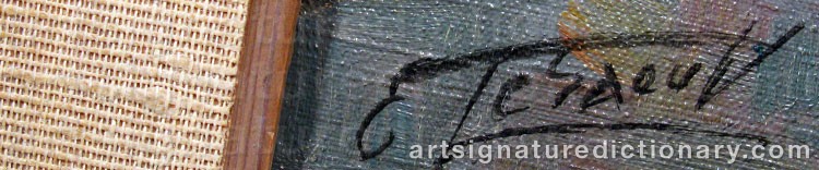 Authentic signature by Emile LESAOUT on  artwork