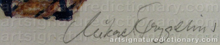 Authentic signature by Mikael FRYGELIUS on  artwork