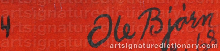 Authentic signature by Ole BJØRN on  artwork