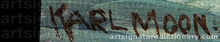 Authentic signature by Carl (Karl) Everton MOON on artwork