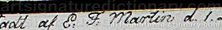 Authentic signature by Elias Fredrik MARTIN on  artwork