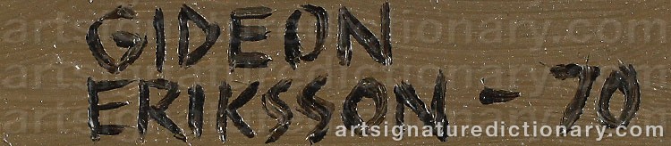 Authentic signature by Gideon ERIKSSON on  artwork