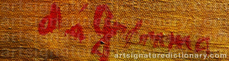 Authentic signature by Majken Á GRØMMA on  artwork