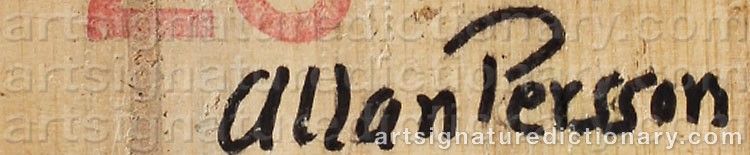 Authentic signature by Allan PERSSON on  artwork