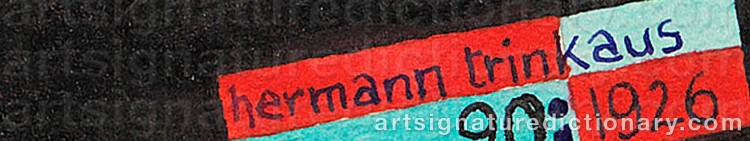 Authentic signature by Karl Hermann TRINKAUS on artwork