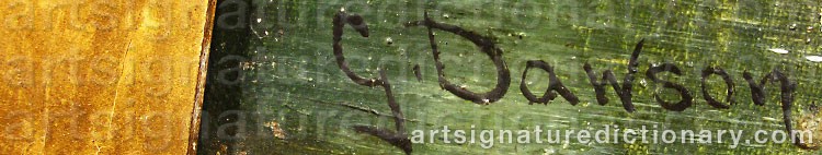 Authentic signature by G. DAWSON on  artwork