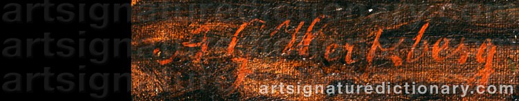 Authentic signature by Axel Gustav HERTZBERG on  artwork