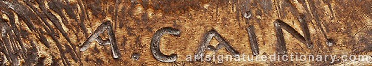 Authentic signature by Auguste Nicolas CAIN on  artwork