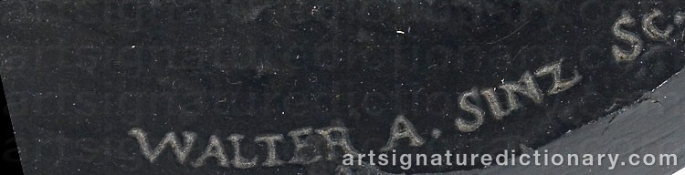 Authentic signature by Walter A. SINZ on artwork
