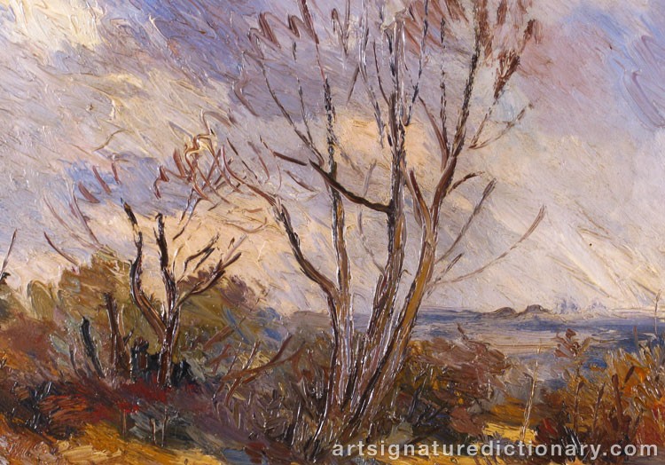 Close-up details showing Camille PISSARRO signature forgery characteristics