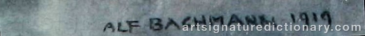 Authentic signature by Alf BACHMANN on  artwork
