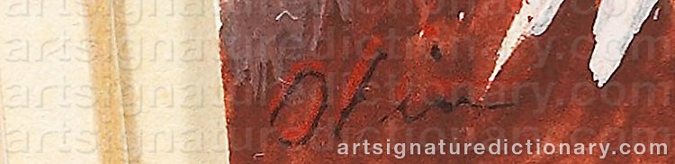 Authentic signature by Jean OLIN on  artwork
