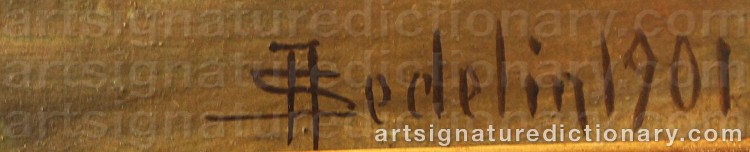 Authentic signature by August SEDELIN on artwork
