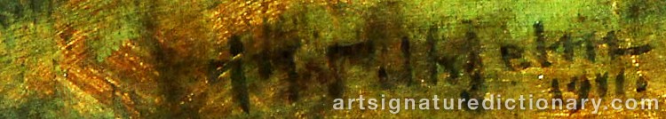 Authentic signature by Johannes WILHJELM on Painting/Watercolour artwork
