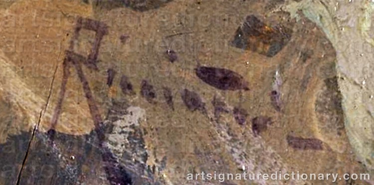 Authentic signature by Oscar RICCIARDI on Painting/Watercolour artwork