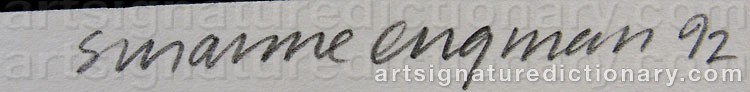 Authentic signature by Susanne ENGMAN on  artwork