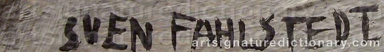 Authentic signature by Sven FAHLSTEDT on artwork