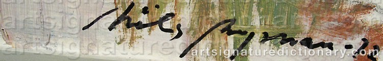 Authentic signature by Nils BYMAN on artwork
