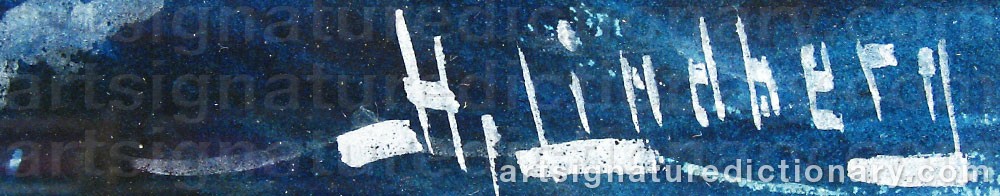 Authentic signature by H. LINDBERG on  artwork