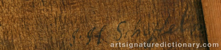 Authentic signature by Johan Henrik SCHEFFEL on Painting/Watercolour artwork