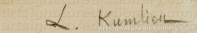 Authentic signature by Ludvig KUMLIEN on Painting/Watercolour artwork