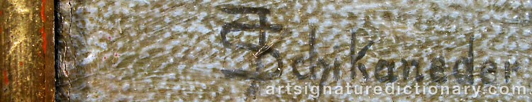 Authentic signature by Jacob SCHIKANEDER on  artwork
