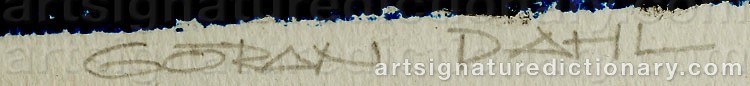 Authentic signature by Göran DAHL on  artwork