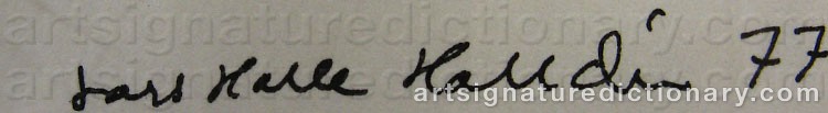 Authentic signature by Lars Halle HALLDIN on artwork