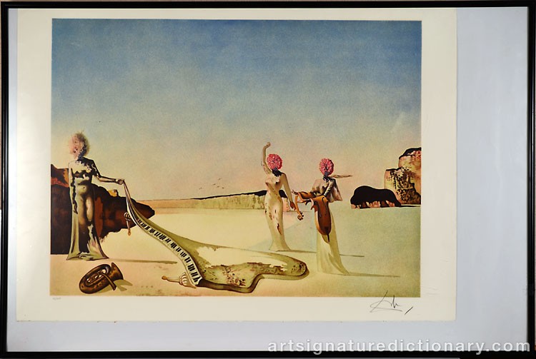 Close-up details showing Salvador DALI signature forgery characteristics