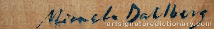 Authentic signature by Micaela DAHLBERG on  artwork