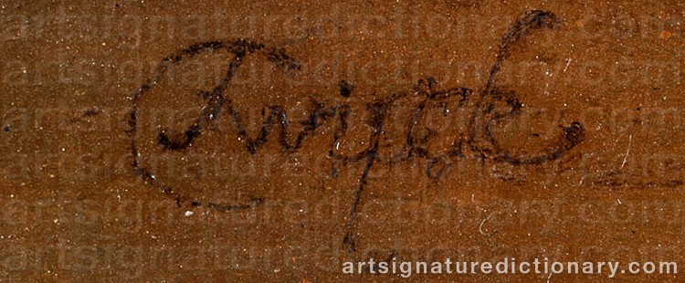 Authentic signature by Thomas WYCK on  artwork