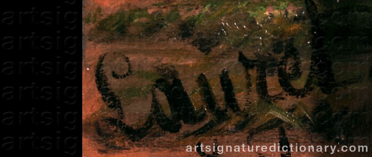 Authentic signature by Emmanuel Joseph LAURET on Painting/Watercolour artwork