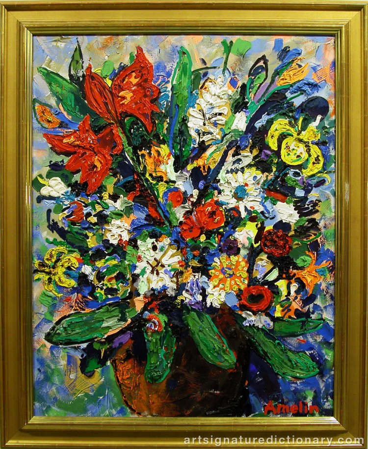 Close-up details showing Albin AMELIN signature forgery characteristics